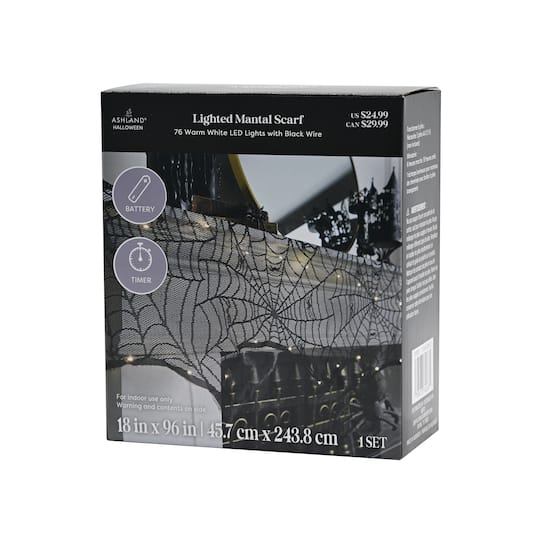 96" Spiderweb LED Lighted Mantel Scarf by Ashland®